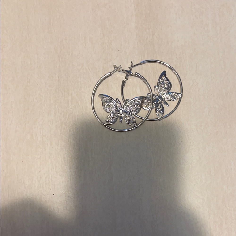 Dazzling Silver Butterfly Earrings